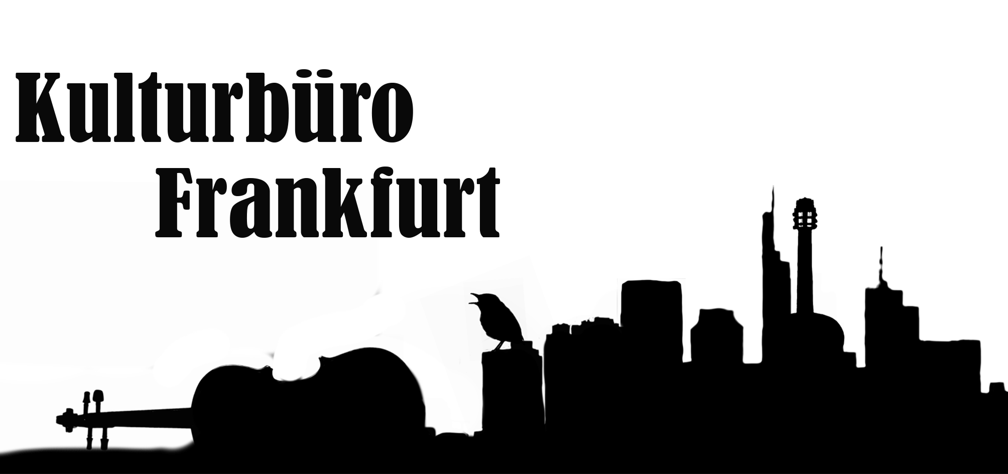 Logo des Kulturbüros, eine Skyline mit Silhouette von Instrumenten